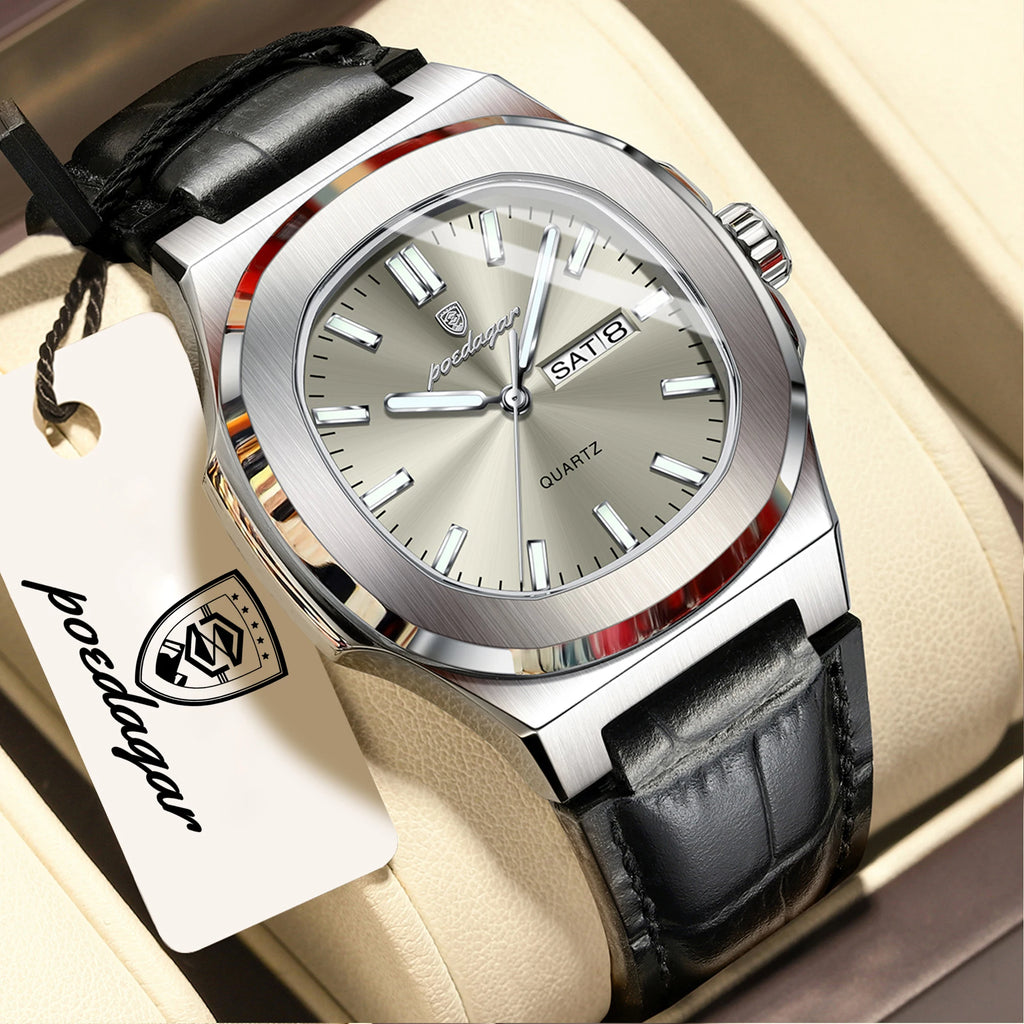 Luxury Square Men's Quartz Wristwatch - Waterproof & Luminous