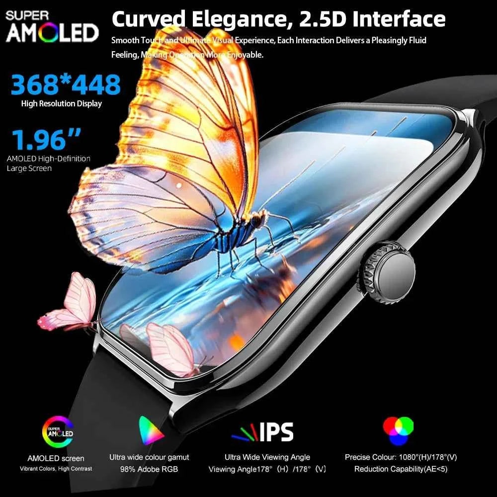 Premium Ultra Thin Smartwatch - 1.96" AMOLED Display & BT Calls