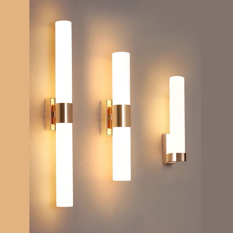 Luxury Gold Glass Wall Sconce - Elegant LED 12W Lighting
