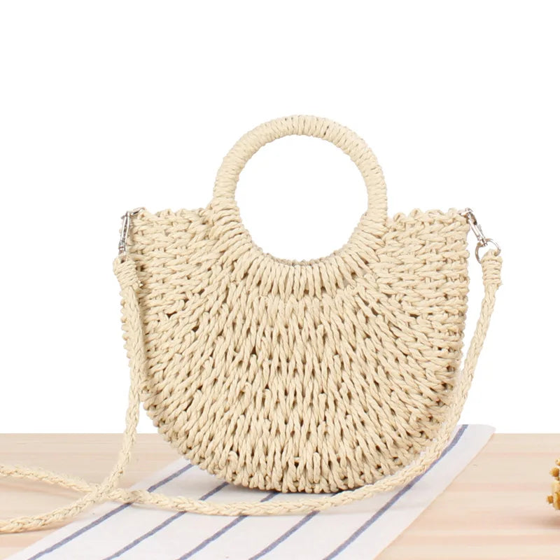 Elegant Women's Straw Tote - Handmade Beach Weaver
