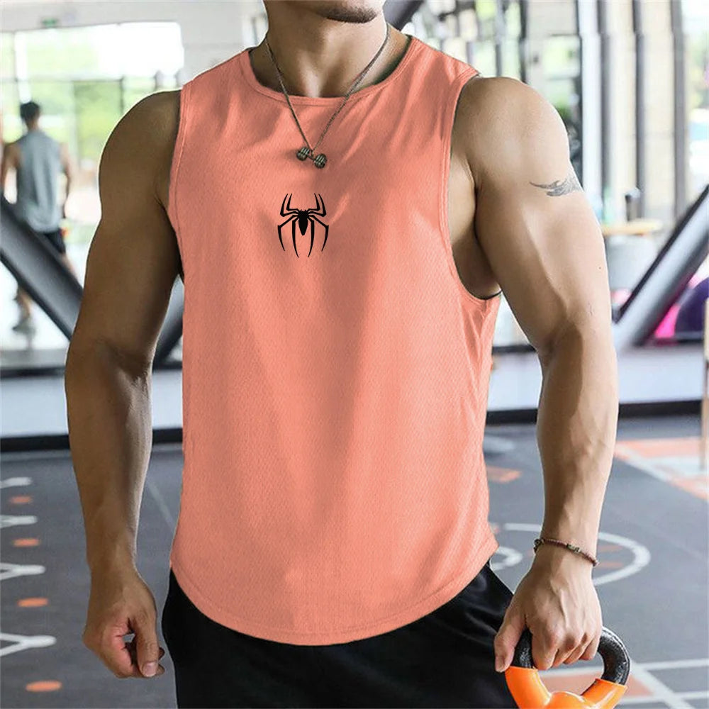 Ultimate Muscle Tank Top - Breathable Spider Print Gym Shirt