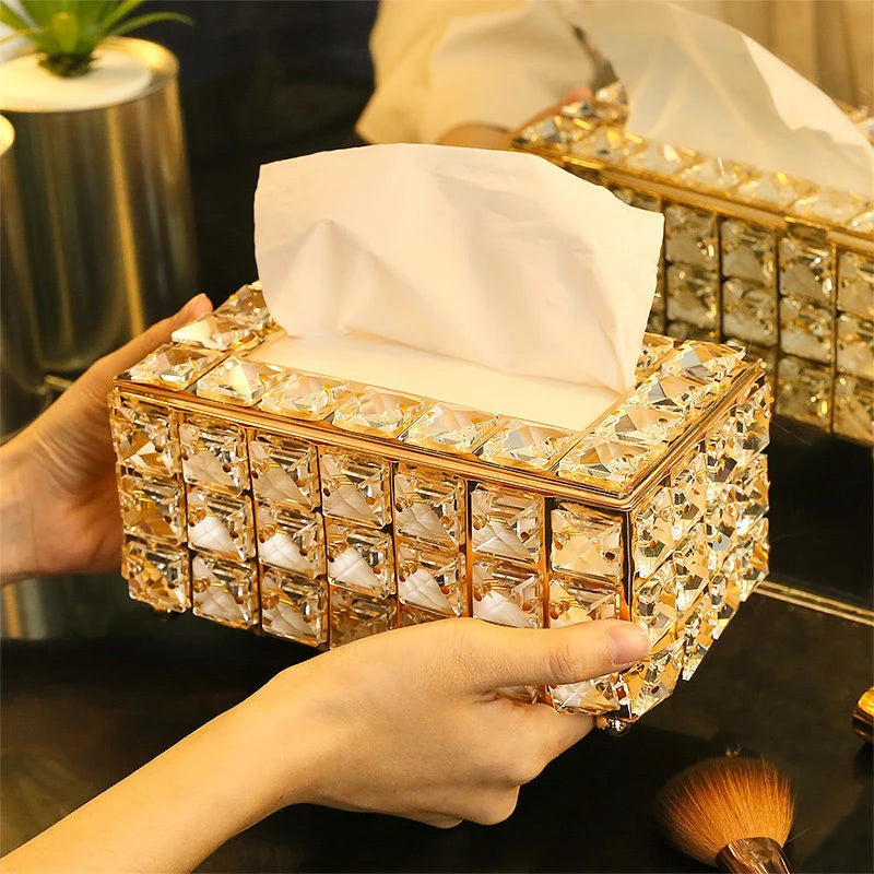 Elegant Luxury Crystal Tissue Box for Tabletop Decor