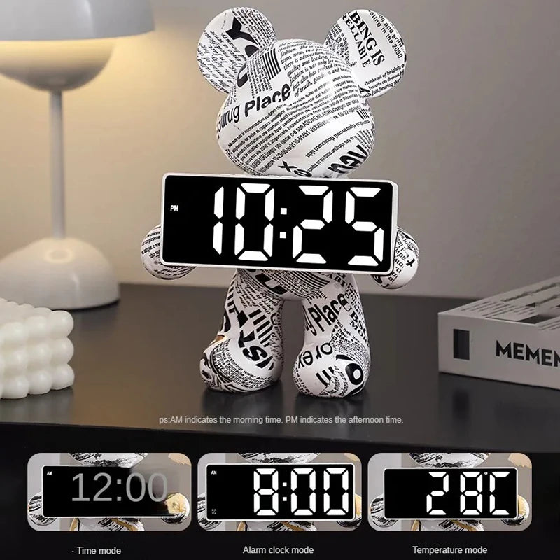 Premium Bear Desktop LED Clock - Luxury Digital Display