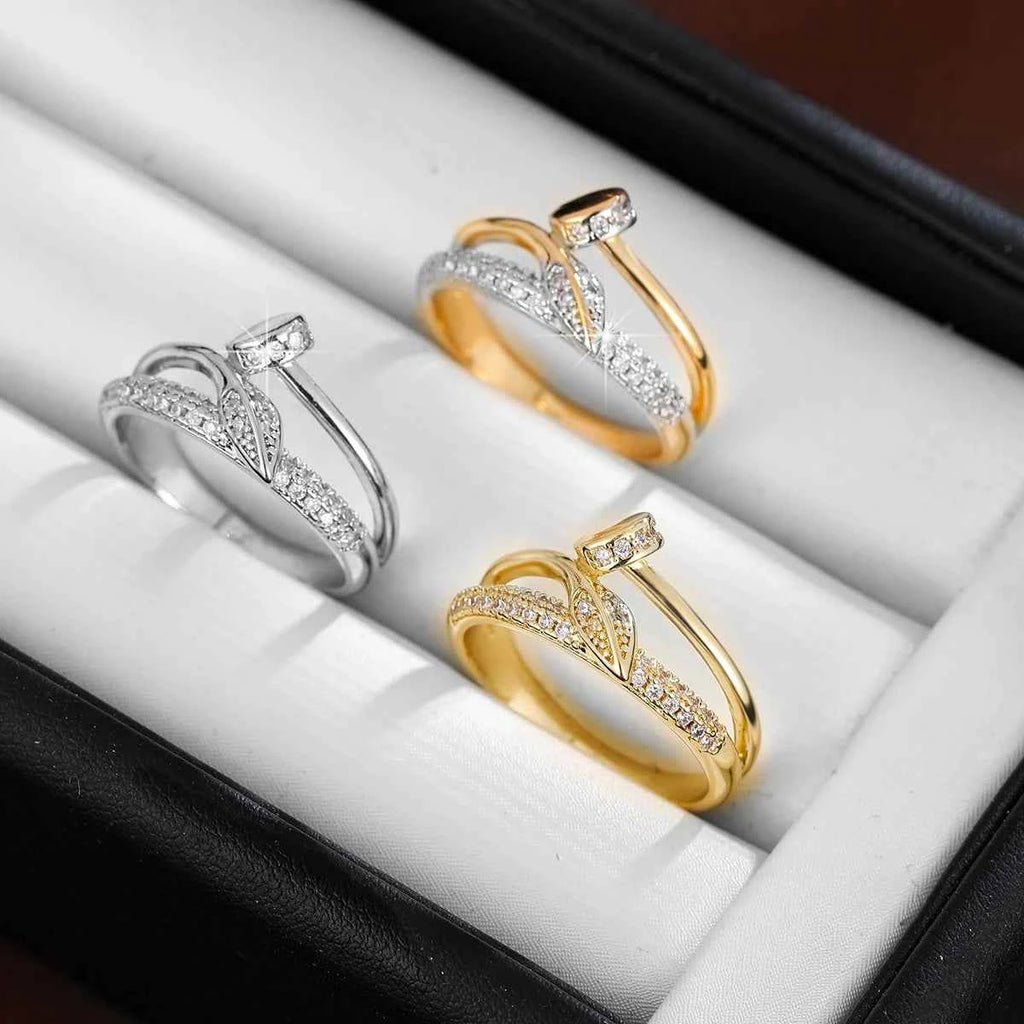 Fashion Sparkling Synthetic Zirconia Copper Ring For Women Daily Gifting Jewelry