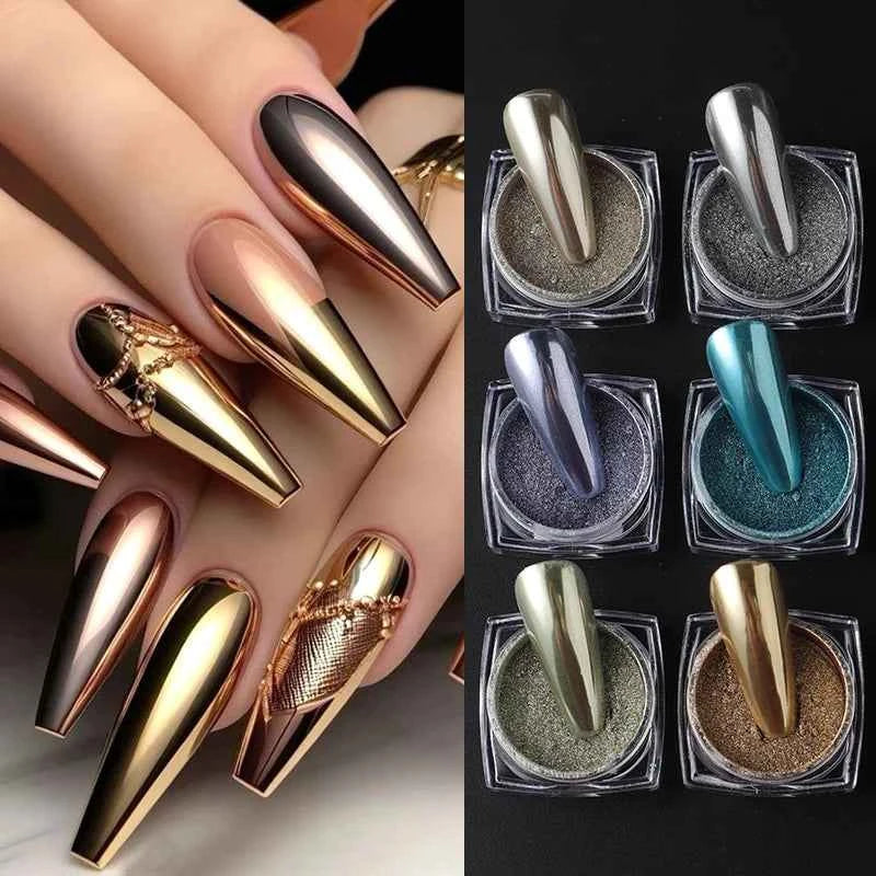 Luxury Chrome Nail Powder - Y2K Metallic Mirror Pigment Dust