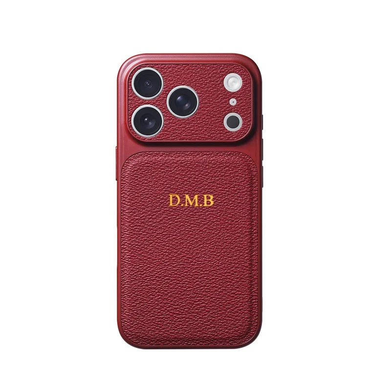 Luxury Initials Leather Phone Case with Lens Protection