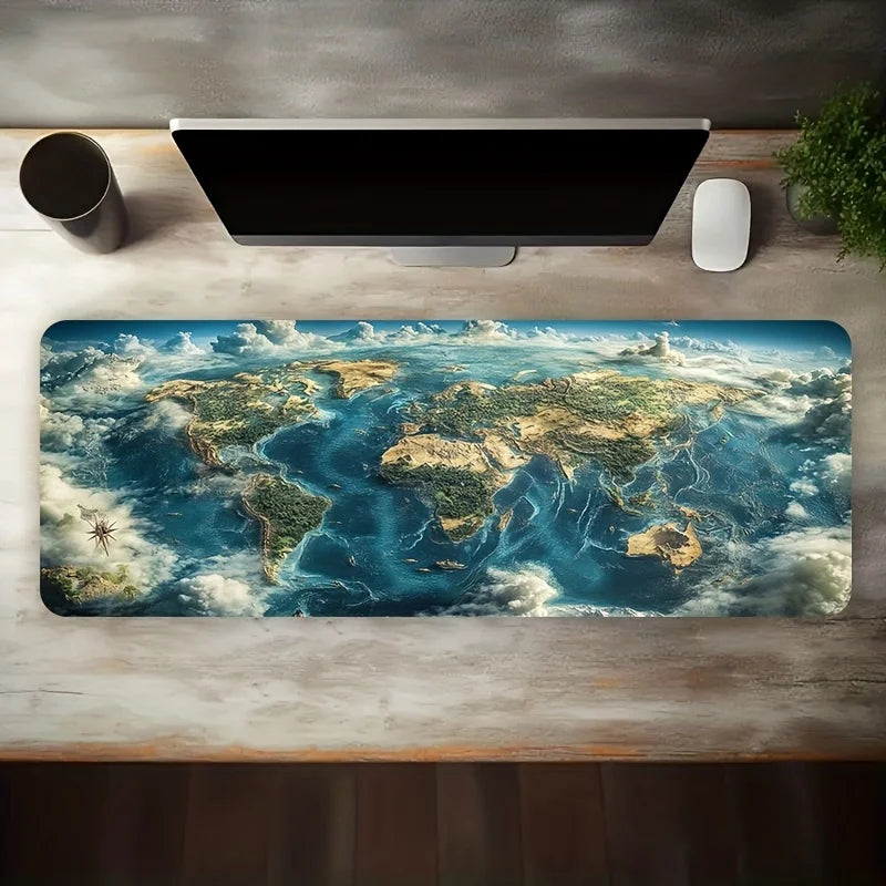 Premium Gaming World Map Mouse Pad - Non-Slip & Washable