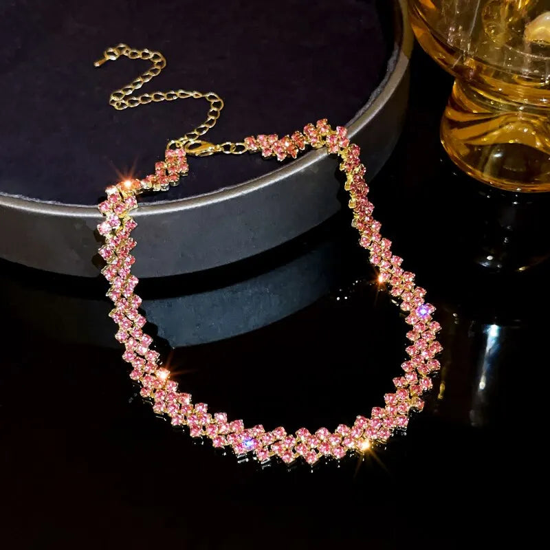 Luxury Full Rhinestone Choker Necklace - Geometric Crystal Jewelry