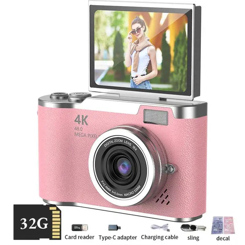Compact 4K Digital Camera - 48MP HD Selfie Camcorder