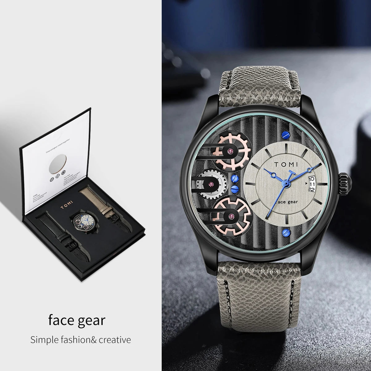 Luxury Mens Quartz Watch Set - Business Detachable Strap