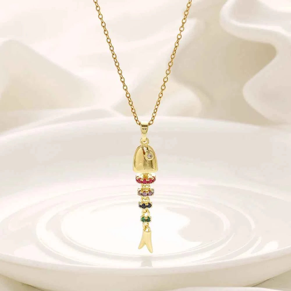 Elegant Stainless Steel Fish Necklace - Light Luxury Jewelry