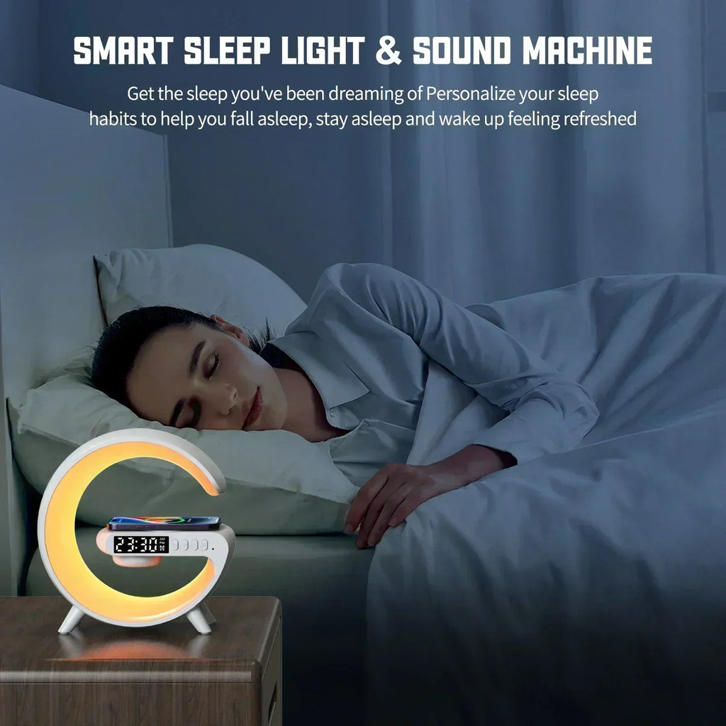 Premium Wireless Charger Desk Lamp with Bluetooth Speaker & RGB Night Light