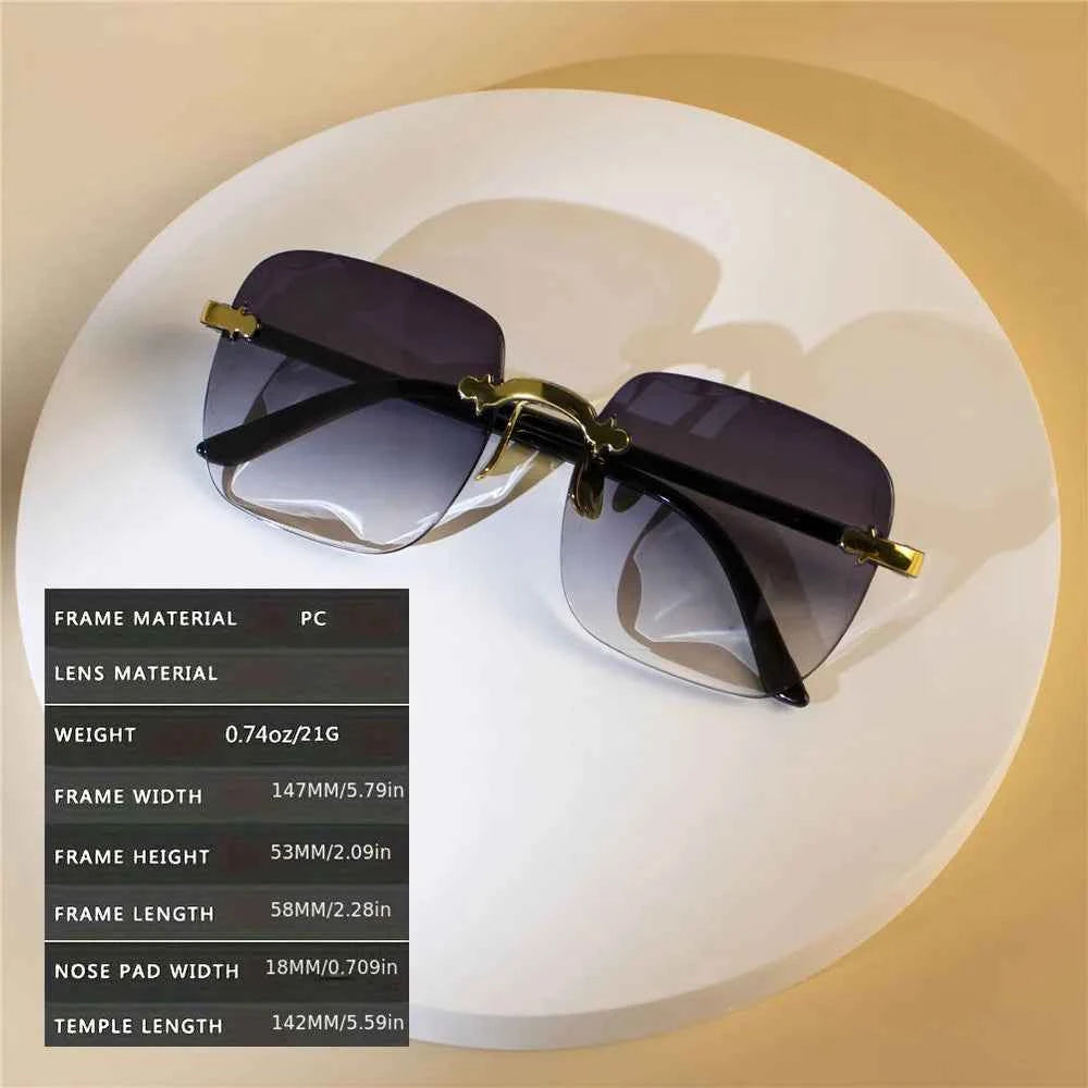 Luxury Square Rimless Sunglasses - UV Protection Designer Shades
