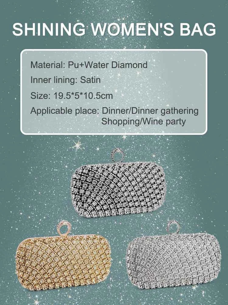 Elegant Rhinestone Evening Bag - Luxury Chain Shoulder Purse