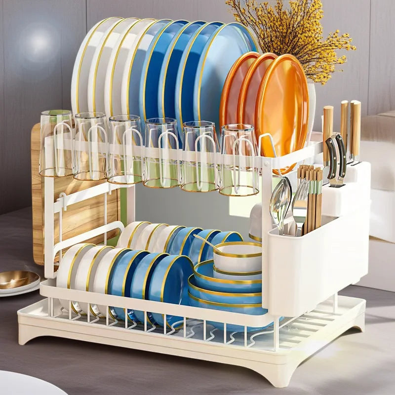 Premium Stainless Steel Dish Rack - Double-Layer & Multi-Functional