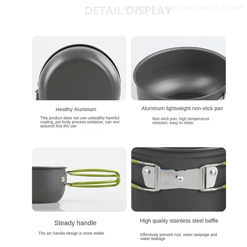 Premium Portable Camping Cookware Set - Outdoor Dining