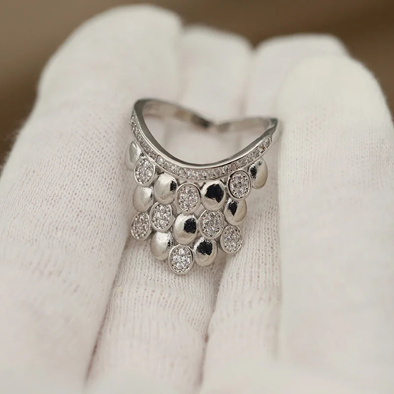 Luxury Crystal Waterdrop Open Ring - Adjustable Zirconia Jewelry
