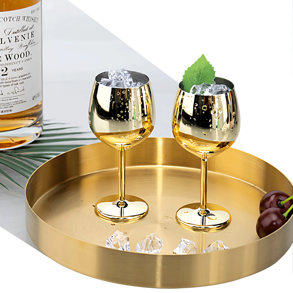 Stainless steel wine goblet - elegant 70ml metal cup in gold, silver, or black finish