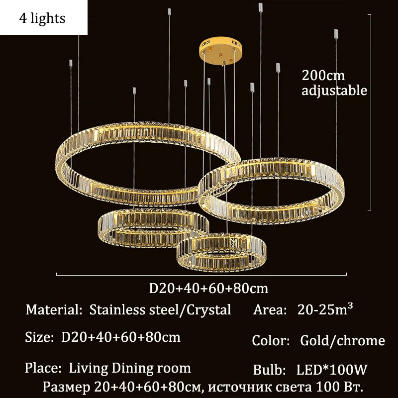 Elegant Crystal Ring Chandelier - Modern Dining Room Lighting