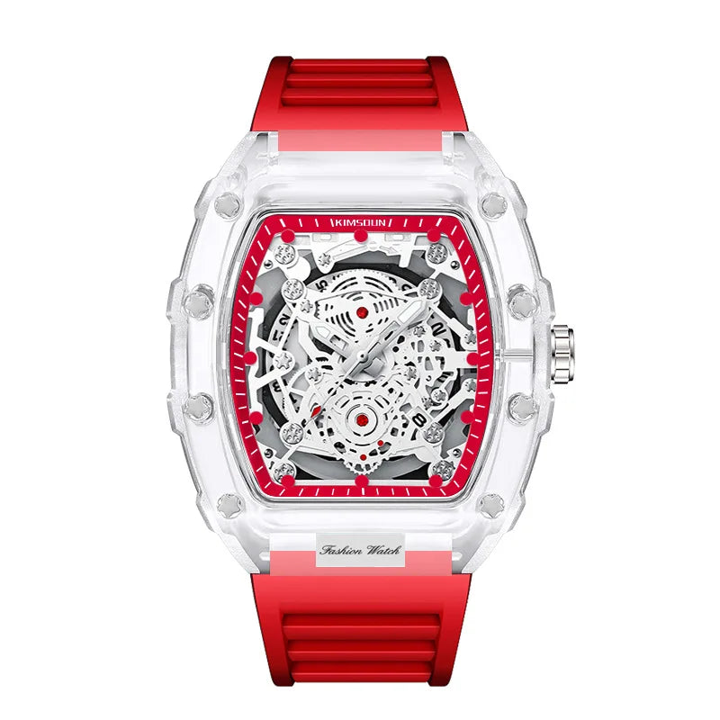 Modern Transparent Quartz Watch - Barrel Shaped Sports Clock