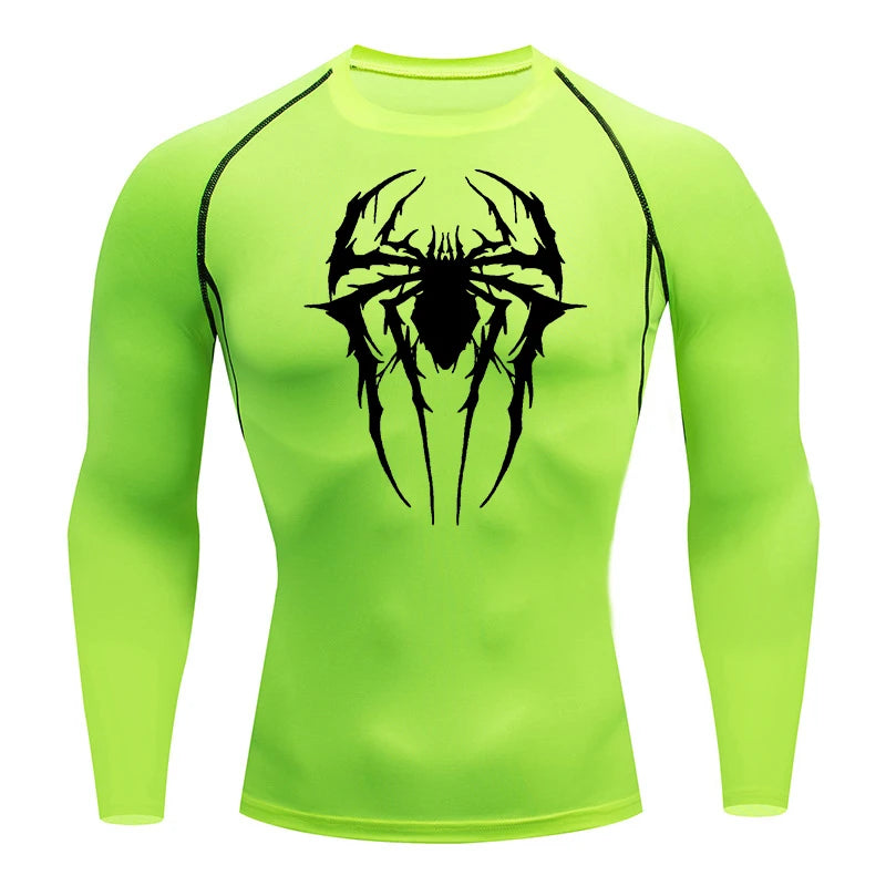 Premium Men's Spider Graphic Compression Shirt - Quick Dry Rash Guard