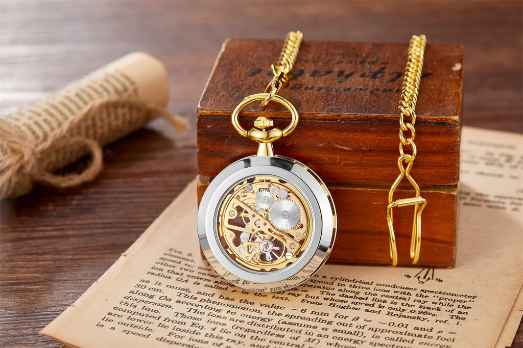 Luxury Mechanical Pocket Watch - Hollowed Gold Design