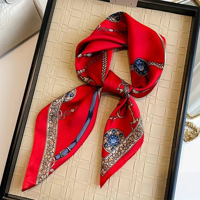 Luxury Silk Scarf - 70x70cm Square Shawl & Headband