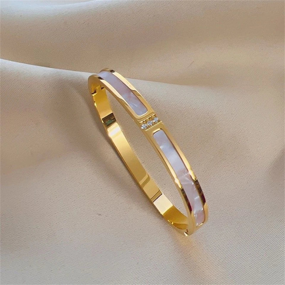 Elegant Stackable Bangles - Sparkling Zirconia Stainless Steel Set