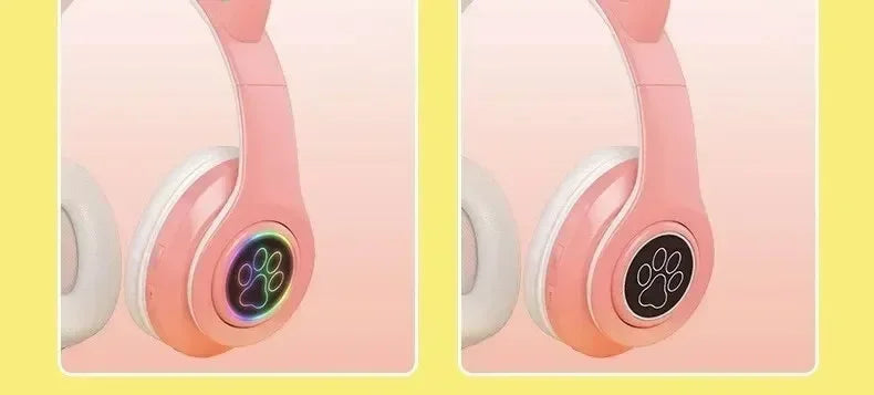 Premium Cat Ear Bluetooth Headphones - LED Stereo & Mic
