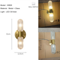 Luxury Gold Glass Wall Sconce - Elegant LED 12W Lighting