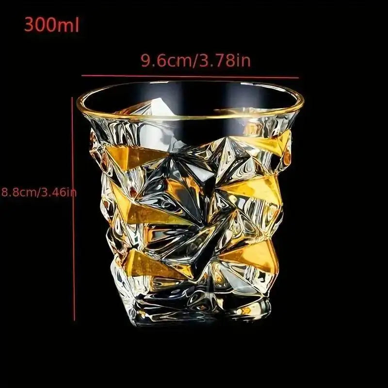 Elegant Luxury Whiskey Glass - Crystal & Golden Line Design