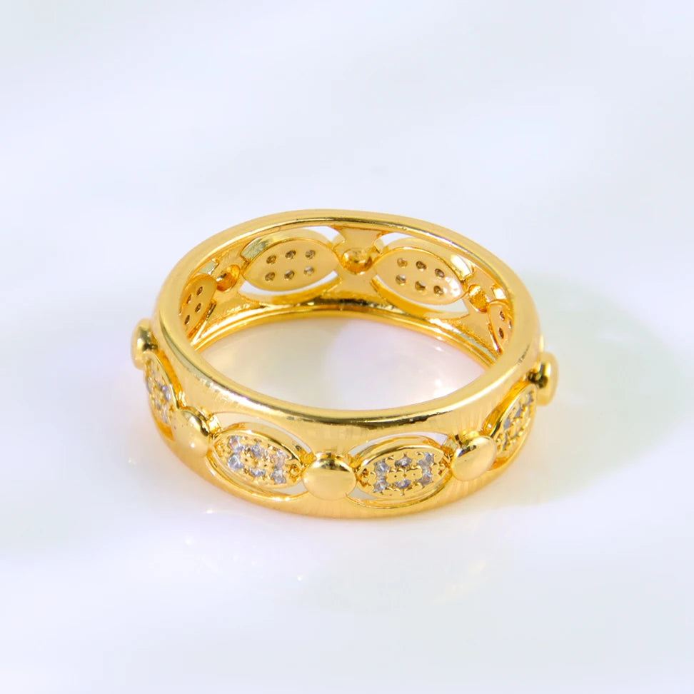 Luxury 21k Gold Plated Italian Zircon Cocktail Ring