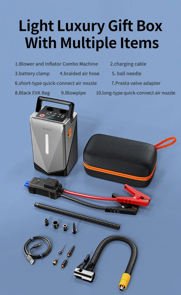 Portable Jump Starter with Air Compressor - 2500A Power Bank