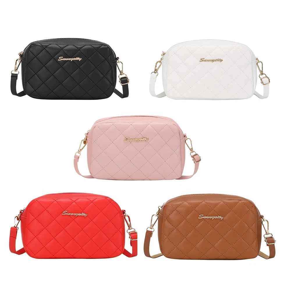 Tassel Embroidery Crossbody Bag - Chic Lingge Plaid Camera Bag with Chain Strap for Women - Tulique