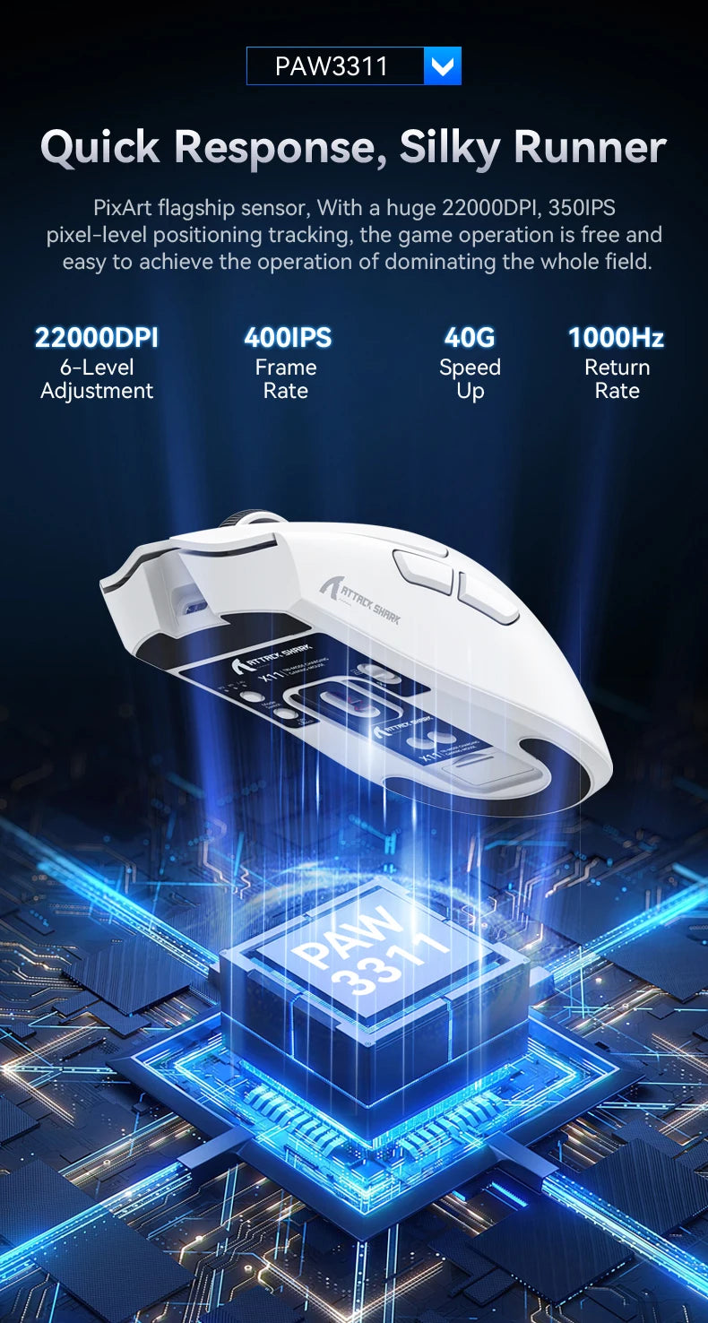 Premium Lightweight Wireless Gaming Mouse - 22K DPI PAW3311