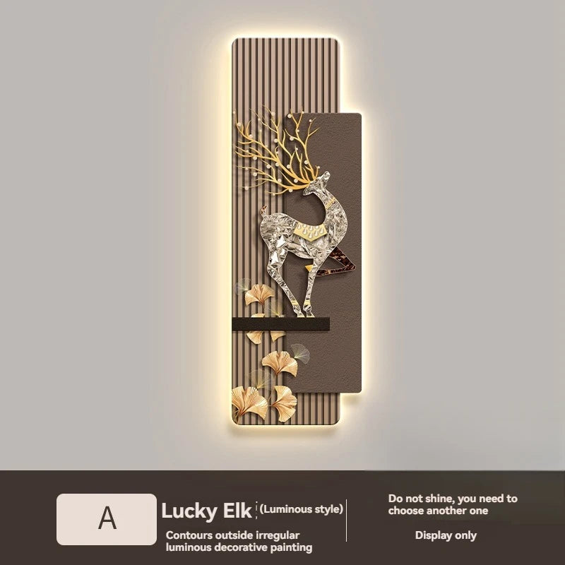 Elegant Reindeer LED Decorative Painting - Luxury Corridor Wall Light