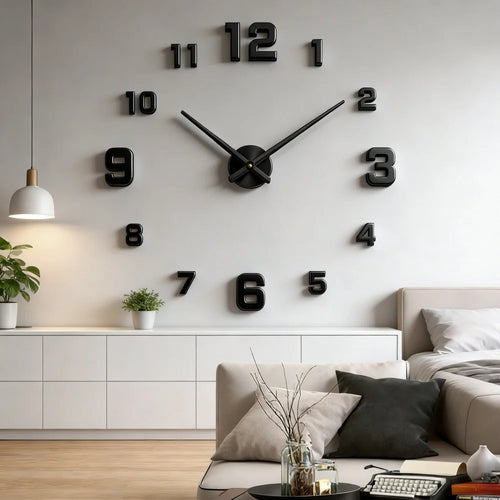 Elegant Modern Large Wall Clock - 3D DIY Quartz Design