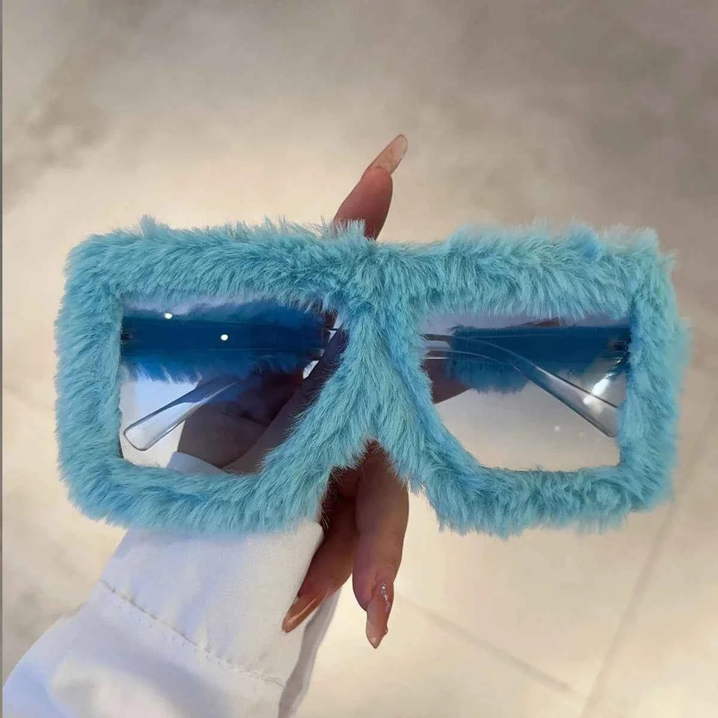 Premium Oversized Square Sunglasses - Retro Furry Frame Shades