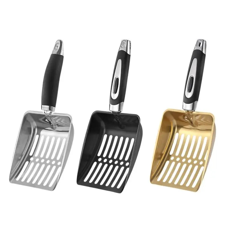 Premium Metal Cat Litter Scoop - Long Handle Cleaning Tool