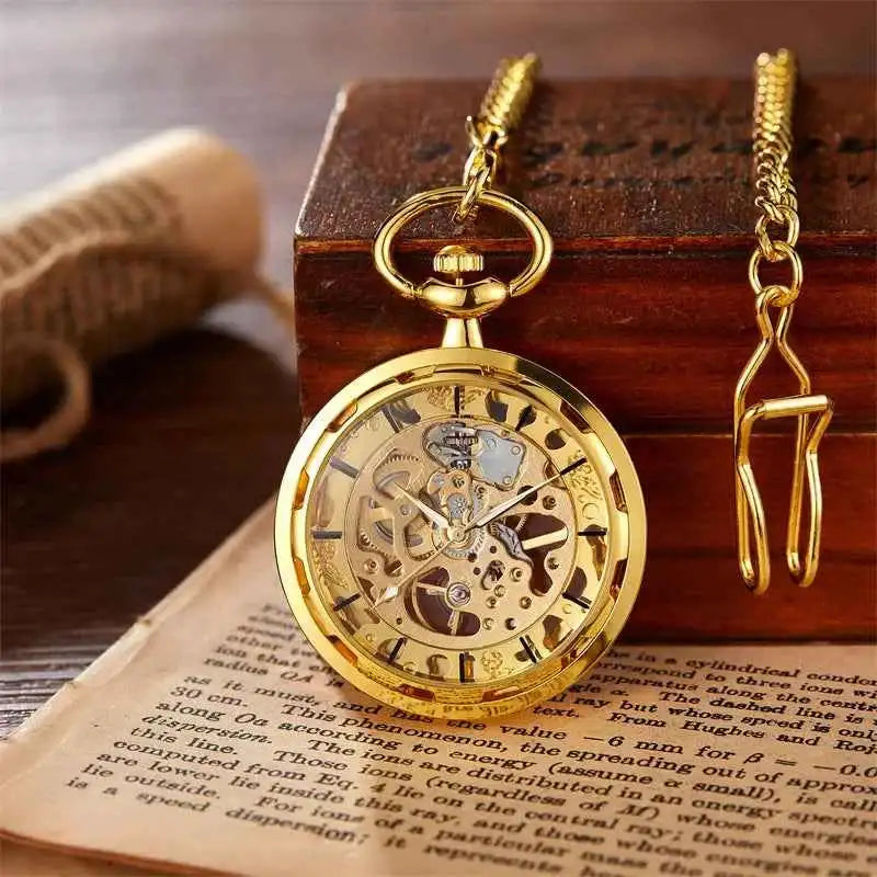 Luxury Mechanical Pocket Watch - Hollowed Gold Design