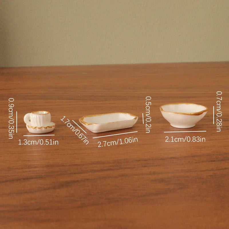 Premium Dollhouse Dinnerware Set - Miniature Kitchen Tableware