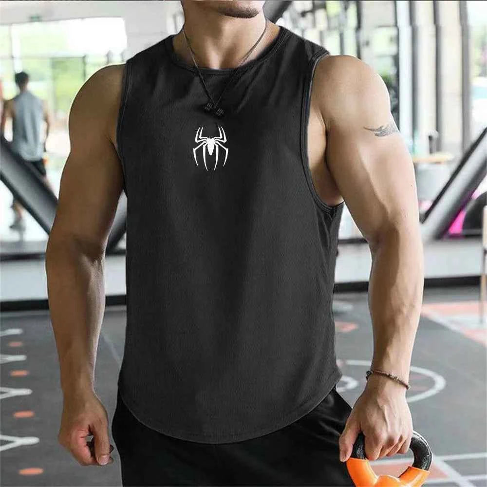 Ultimate Muscle Tank Top - Breathable Spider Print Gym Shirt