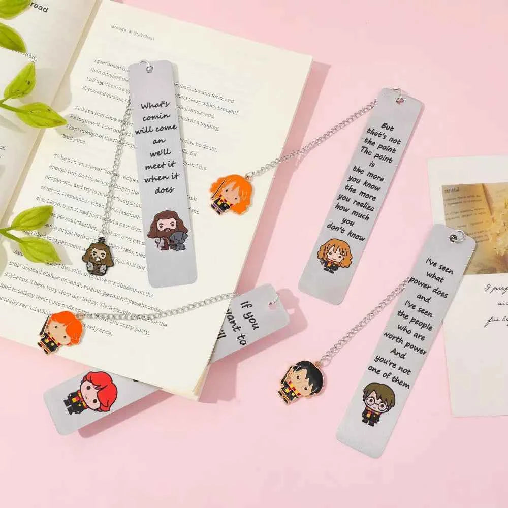 Premium Metal Bookmark with Character Pendant & Inspirational Quote