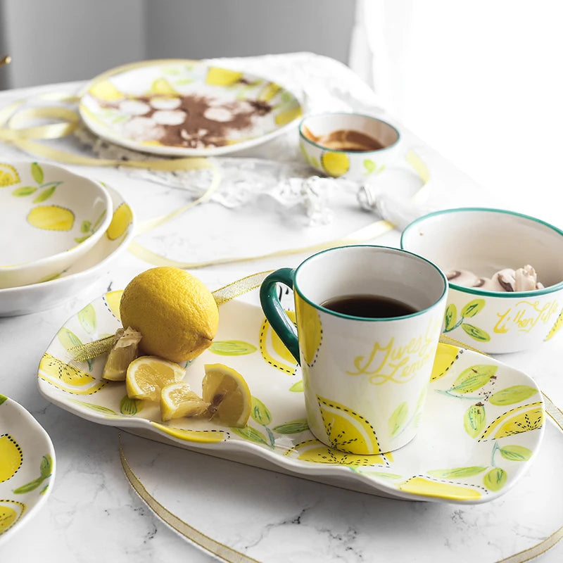 Elegant Ceramic Lemon Dinnerware Set - Premium Dining Collection