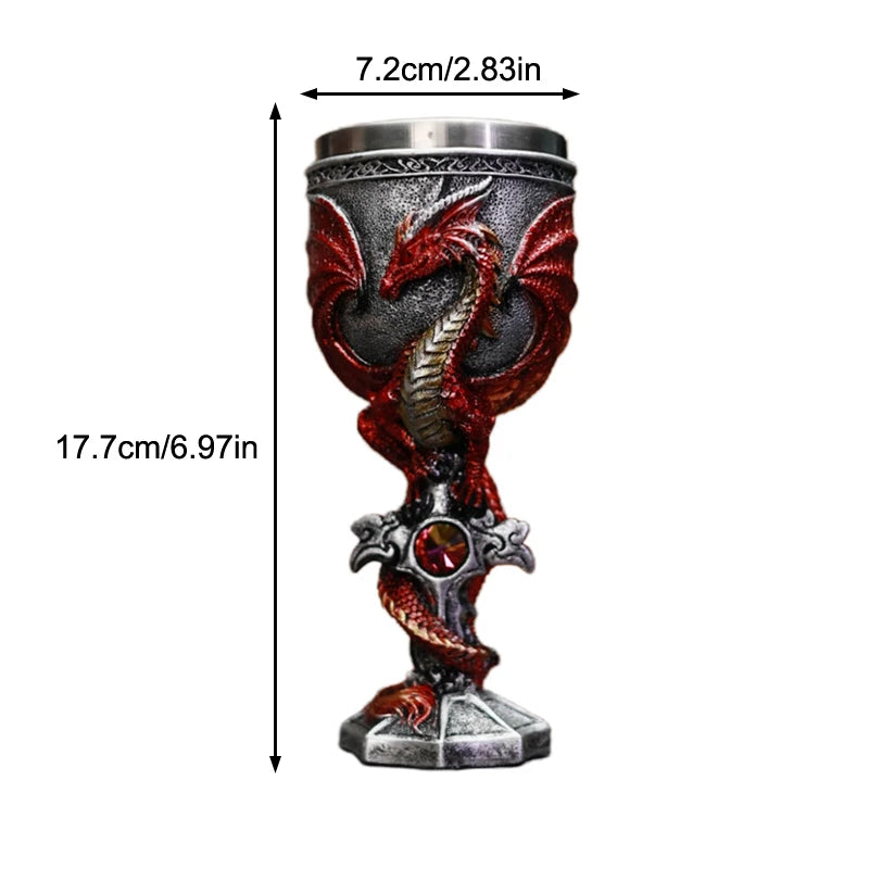 Premium Dragon Goblet Chalice - Medieval Resin & Steel