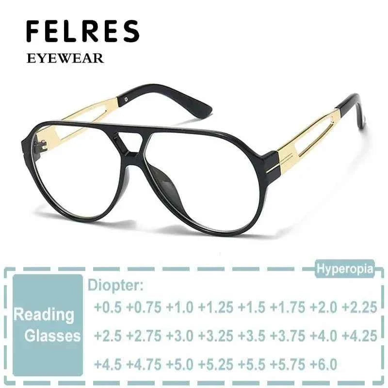 Luxury Oversized Oval Reading Glasses - Retro Pilot Design