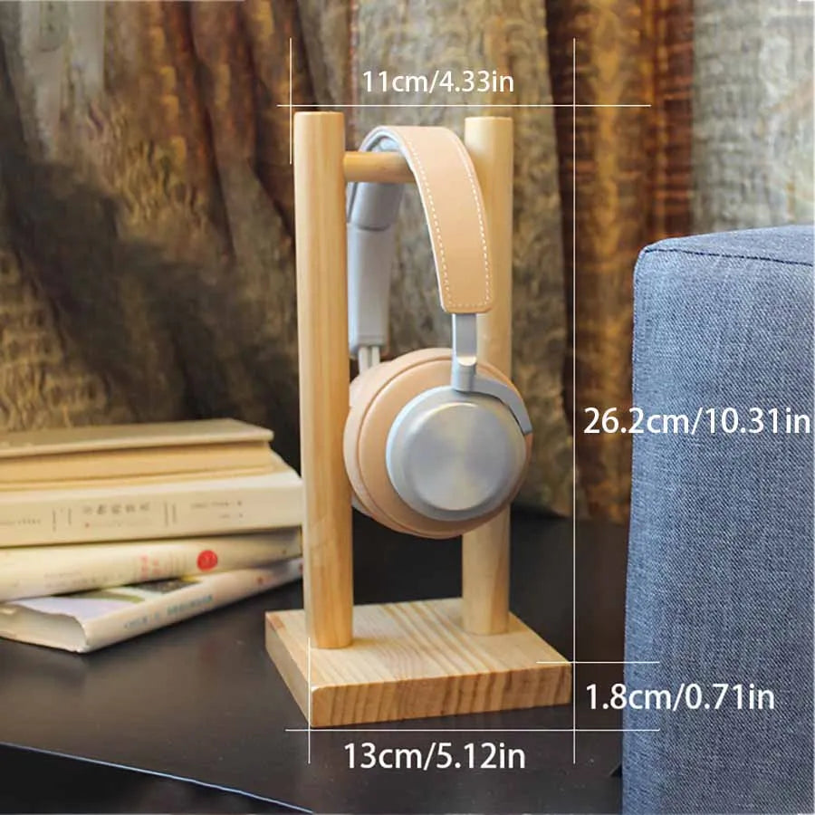 Premium Solid Wood Headphone Stand – Wall Mount & Desk Display