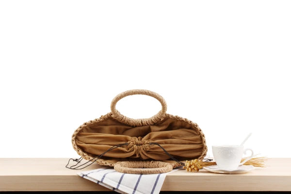 Elegant Women's Straw Tote - Handmade Beach Weaver