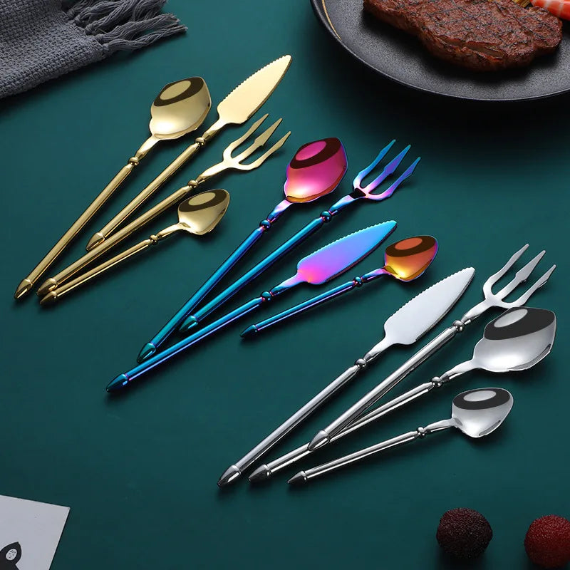 Premium 4pcs Luxury Flatware Set - Steak Knife Fork Spoon