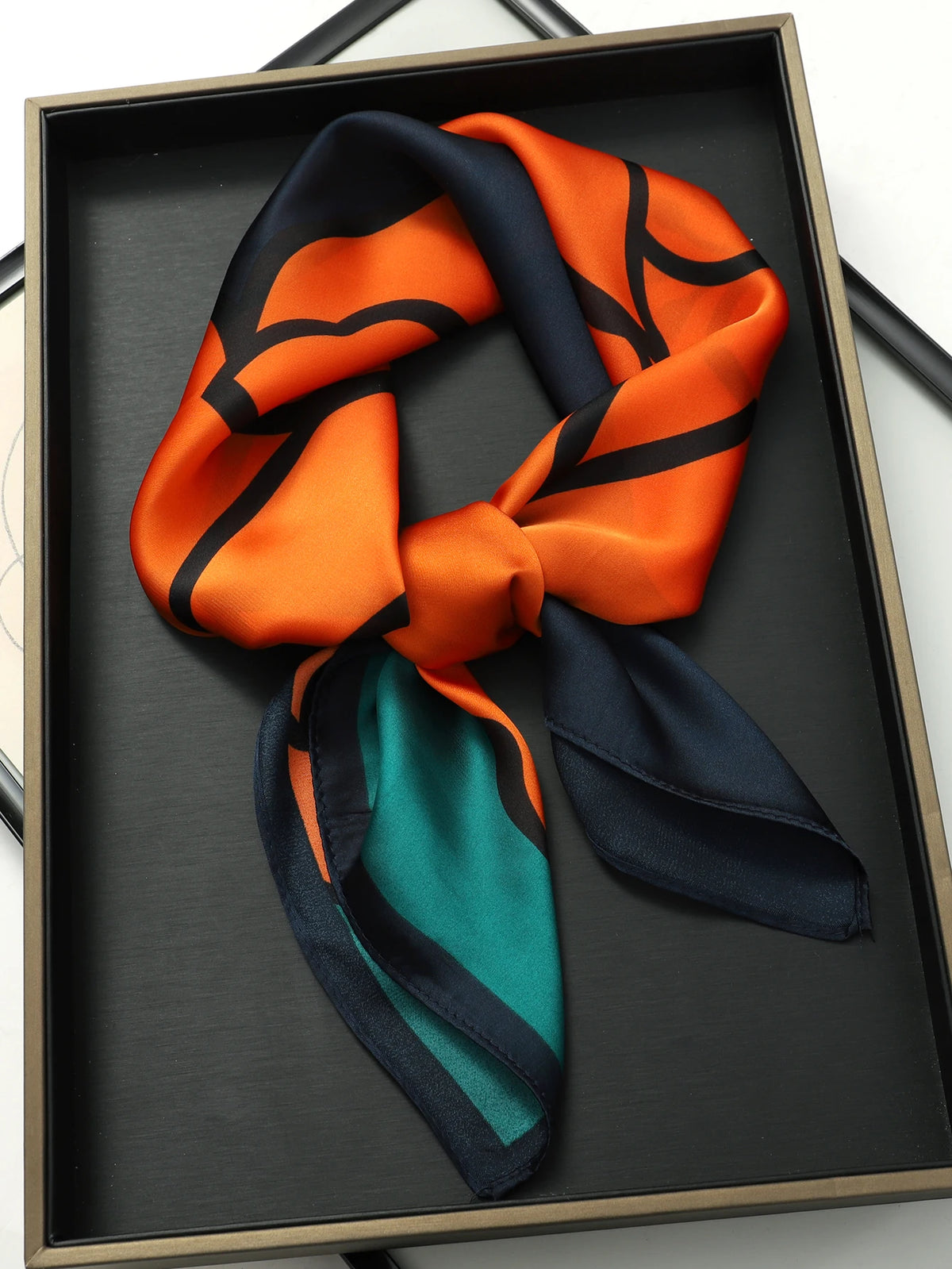 Luxury Silk Square Scarf - Elegant Hair Tie & Neck Band